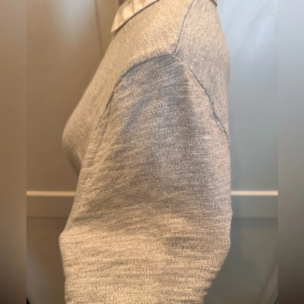 Women's Gray Top White Collar Classic Blouse J Crew - Picture 2 of 5